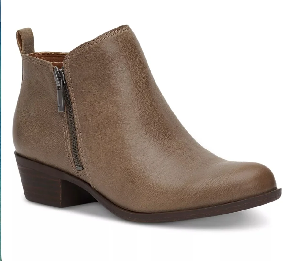 Lucky Brand Women's Basel Leather Ankle Booties 5.5 (EU 36) Tan Toffee NIB